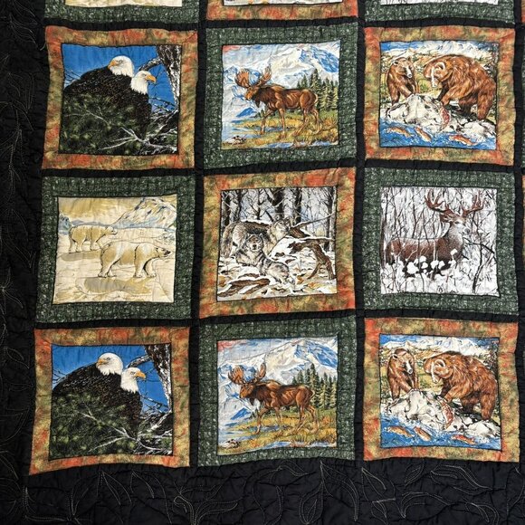 Handmade Wildlife Themed Patchwork Quilt Lap Blanket Wall Hanging Throw - Picture 3 of 11